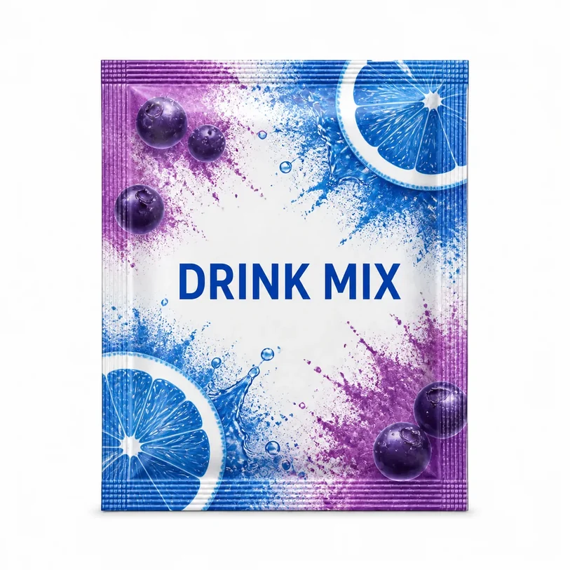 Printed four-side-seal drink-mix sachet
