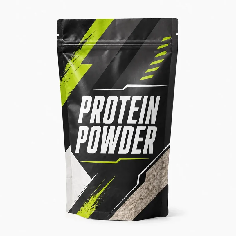 Printed stand-up pouch for protein powder