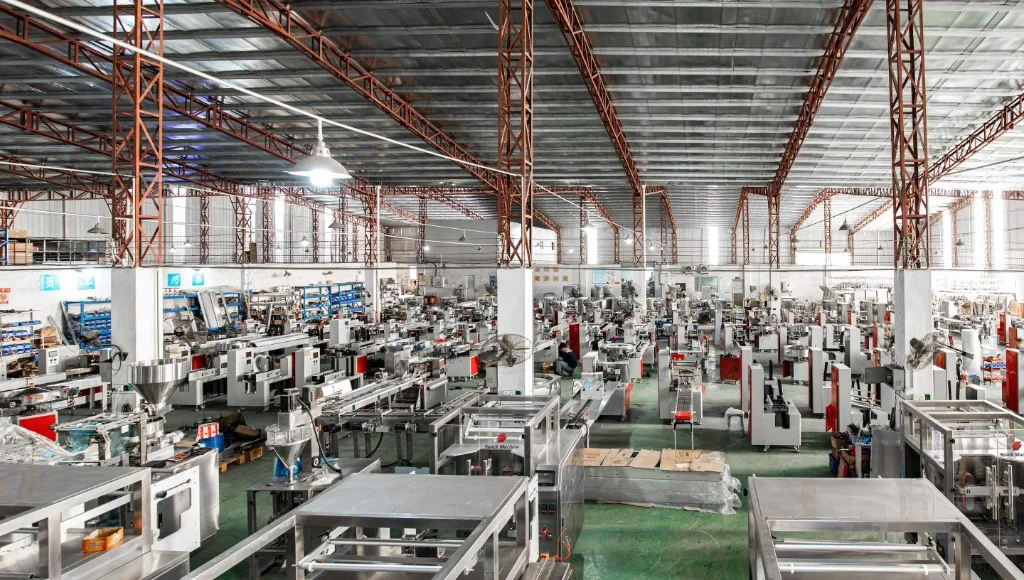 Spack Machine assembly floor with packaging machinery