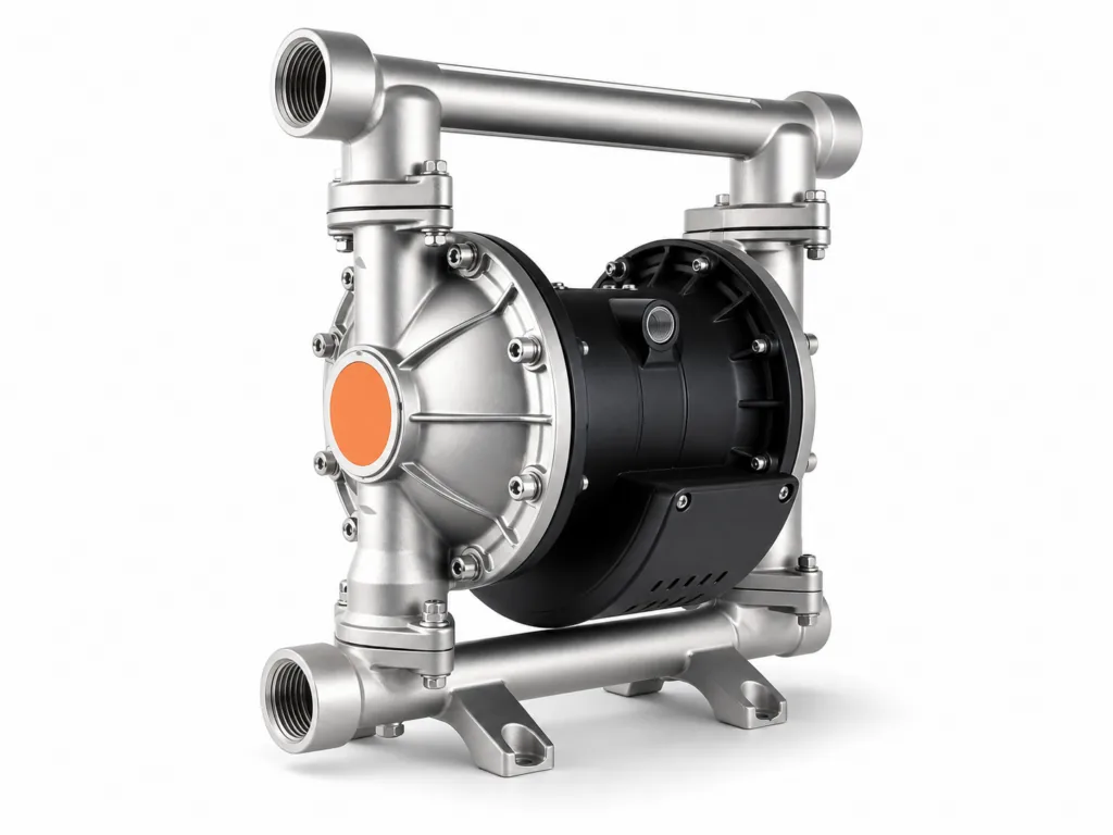 Standalone liquid feeding pump with twin diaphragm housings for a product-specific liquid feed route.