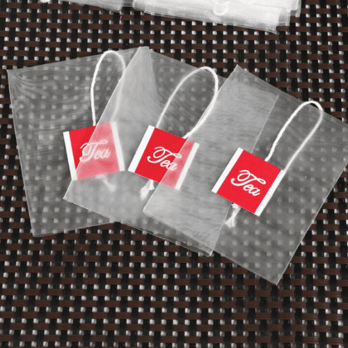 Sachets de thé plats et rectangulaires en papier-filtre, avec étiquettes et fils