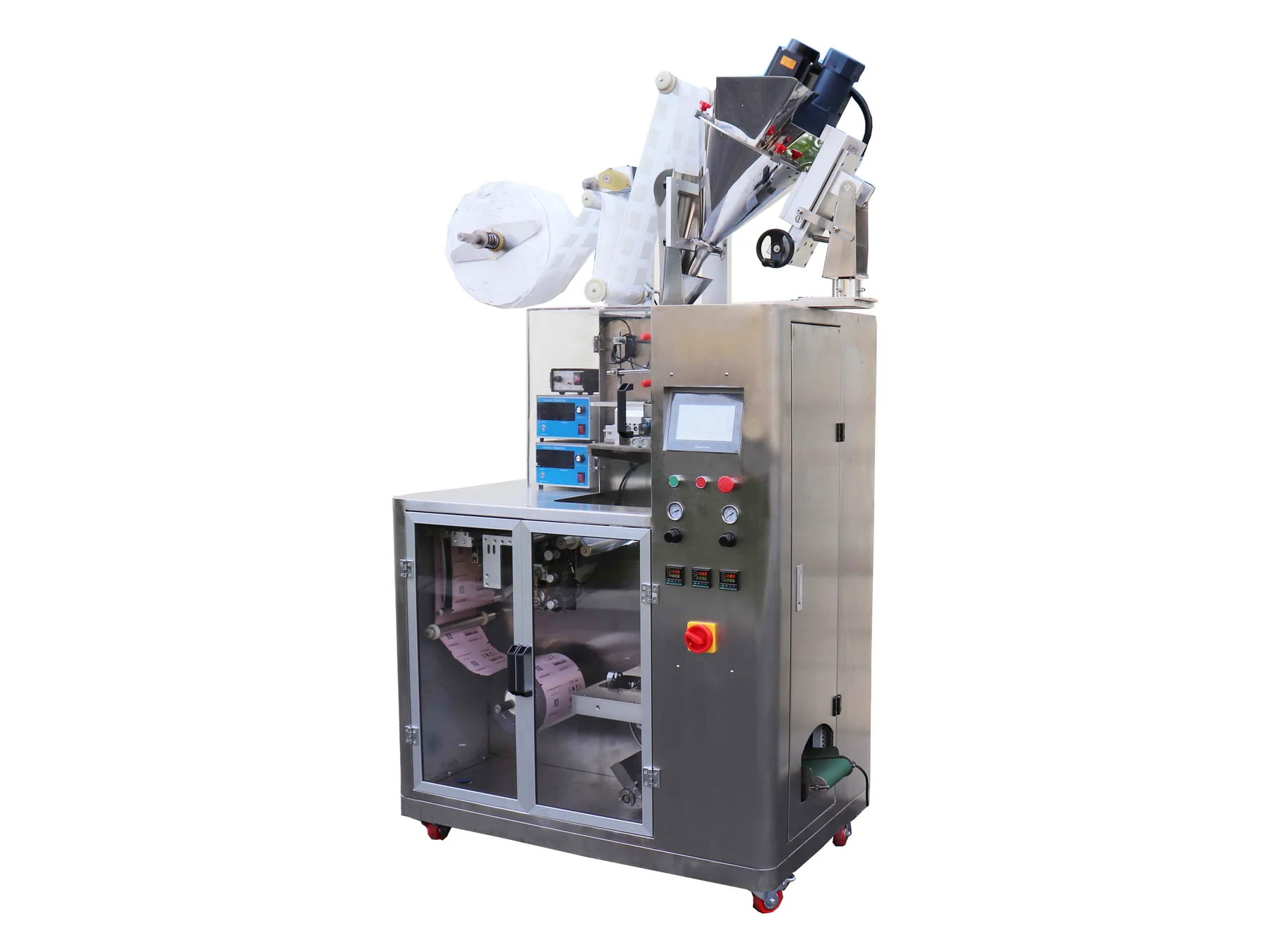 Drip coffee bag packing machine.